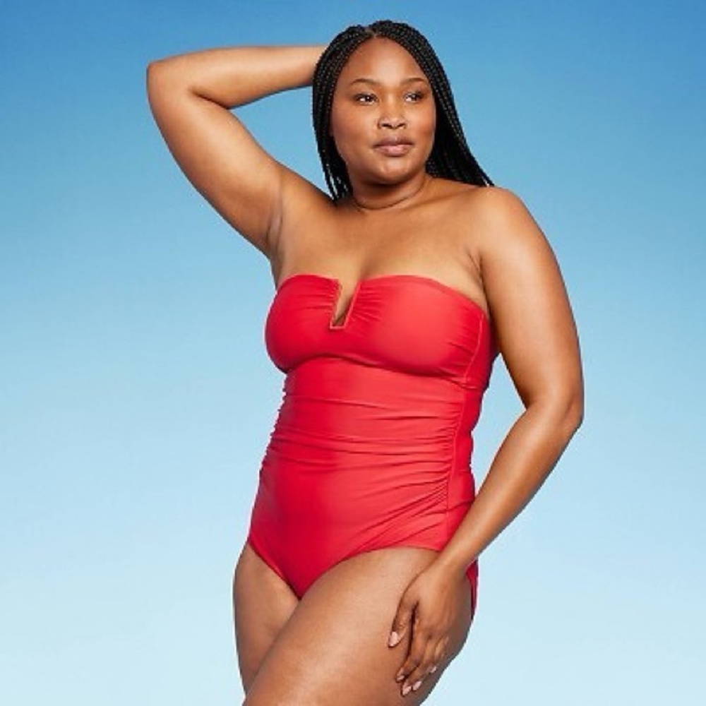 Kona Sol Red Strapless U-Wire One Piece Swimsuit Size 16 NWOT